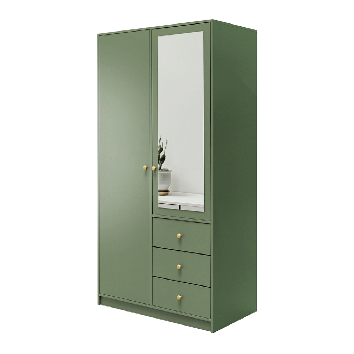 The hinged door wardrobe SIENA II D2 green with mirror