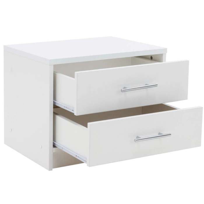 Bedside table BREMA in white with drawers open