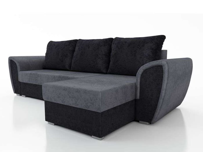 The corner sofa bed IVAN in black and grey upholstery.