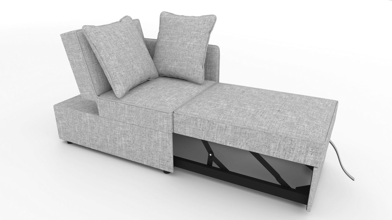 Sofa Bed LELANI Right-Hand - Grey showing sleeping function