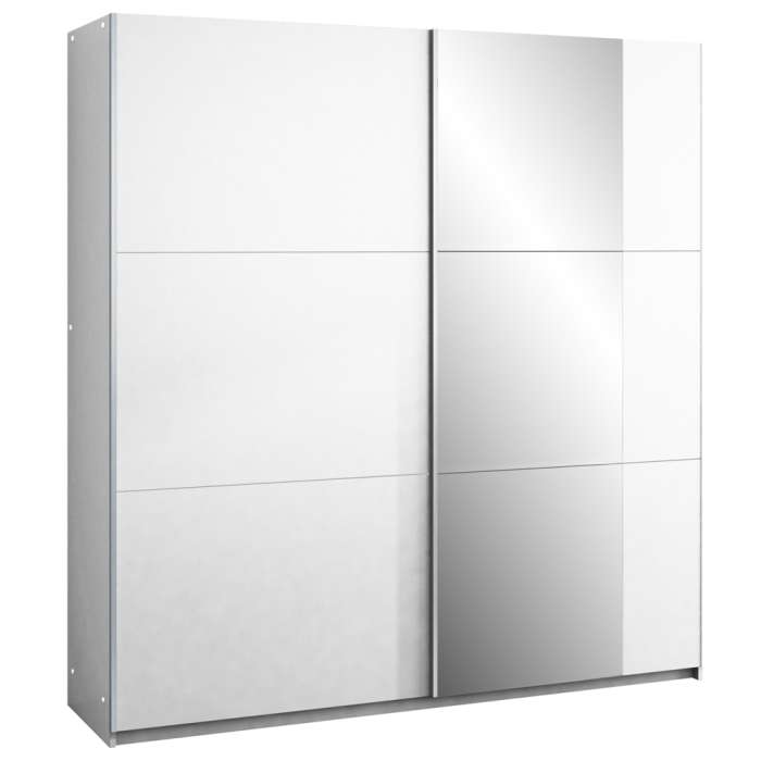 The sliding door wardrobe BASTIA 150cm white with mirrored door.