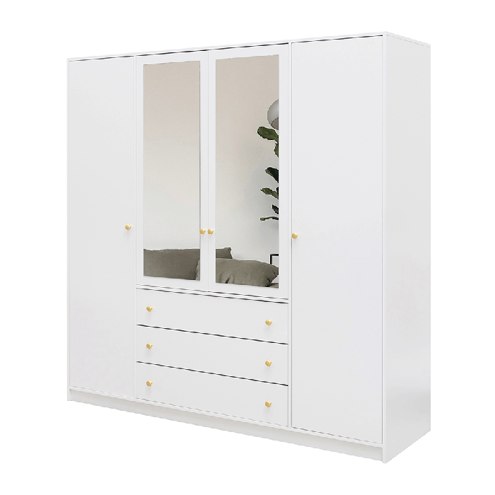 The hinged door wardrobe SIENA D4 white with mirror