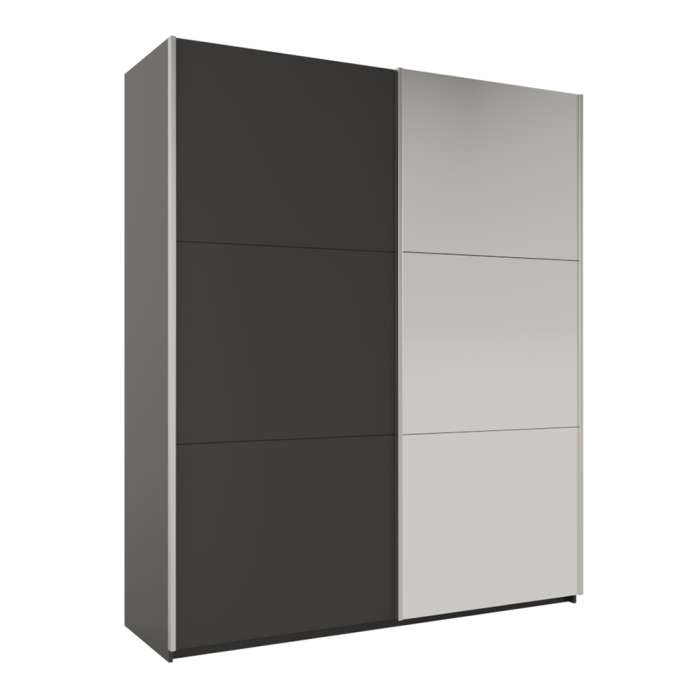 The sliding door wardrobe RODOS 200cm graphite with a mirrored door