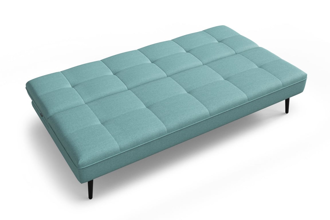 The RONNIE sofa bed green and its sleeping function.