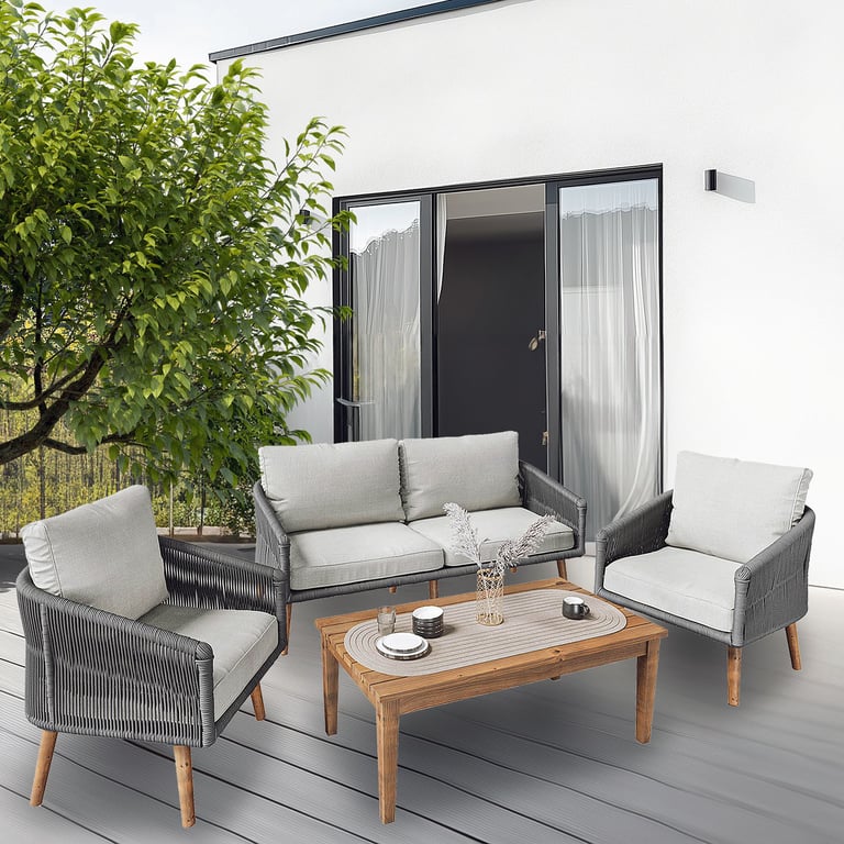 Garden Furniture Set METARE Grey / Light Grey in a garden