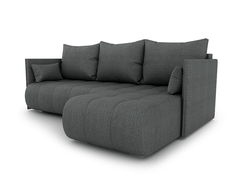 The folded corner sofa NESSA in charcoal colour.