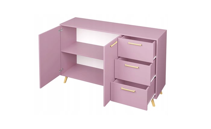 Sideboard BALI in plum with drawers and doors open showing the interior