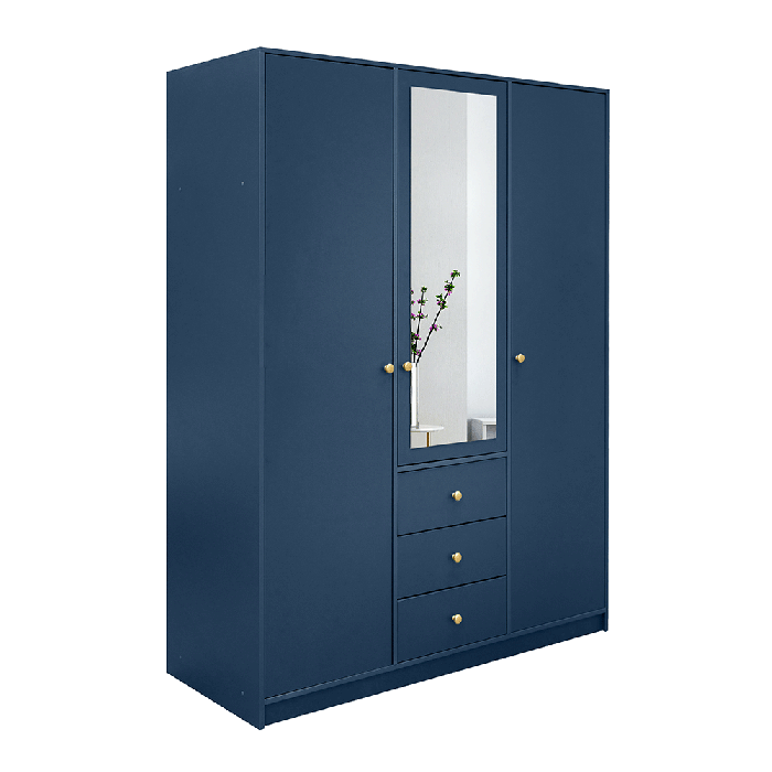 The hinged door wardrobe SIENA II D3 dark blue with mirror