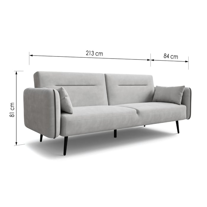 Sofa Bed YASMINE with dimensions