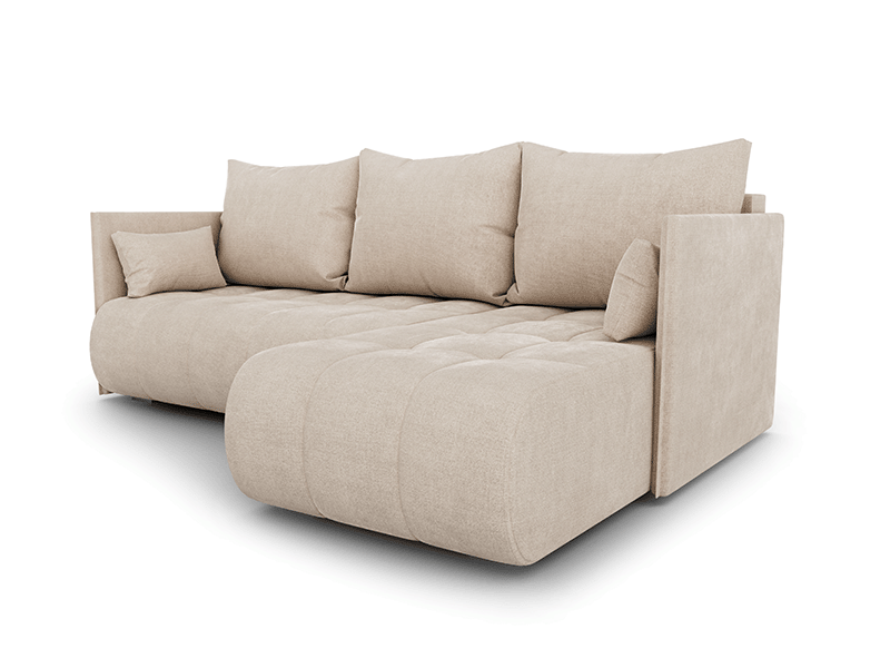 The folded corner sofa NESSA in beige colour.
