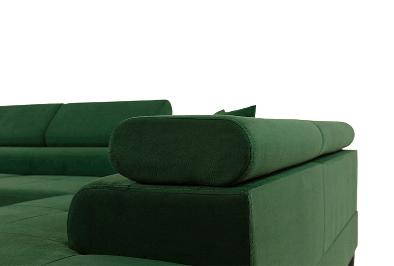 GIF showing the adjustable headrest on the corner sofa bed TORNADO