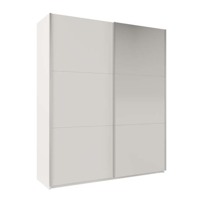 The sliding door wardrobe RODOS 200cm white with a mirrored door