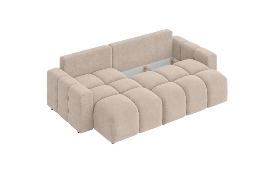 Corner Sofa Bed LAINEY Beige showing the storage container