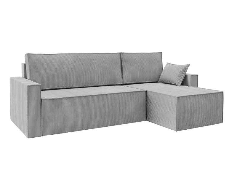 Corner Sofa Bed CORD Light Grey in the right hand orientation.