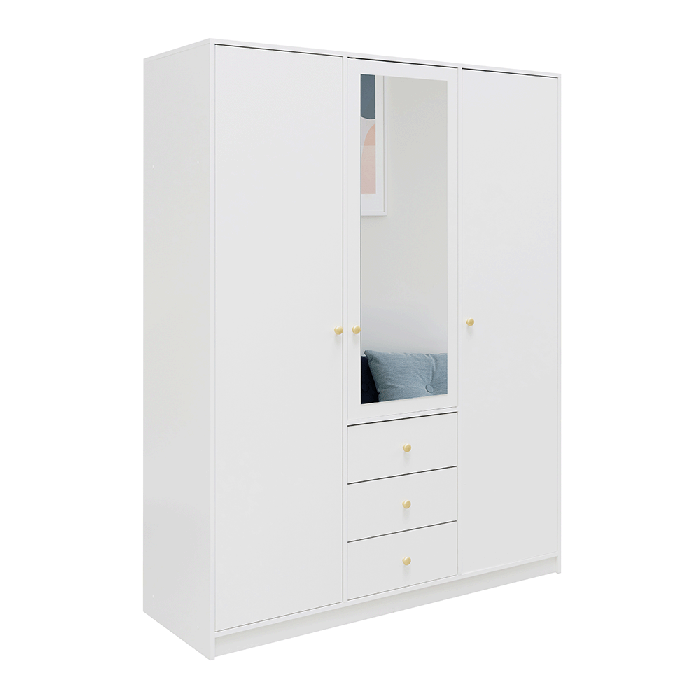 The hinged door wardrobe SIENA D3 white with mirror