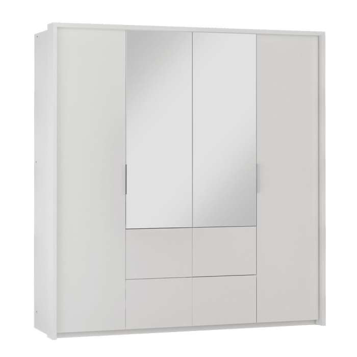 DAKO Wardrobe With Bi-Folding Doors WIEDEN 208cm Shelves Drawers Hanging Rails