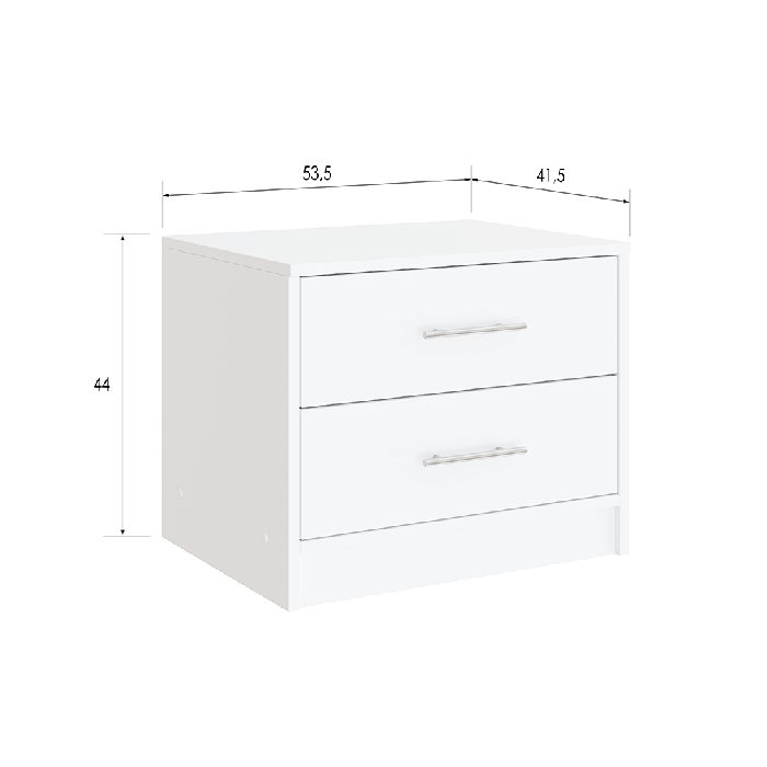 Bedside table BREMA in white with dimensions