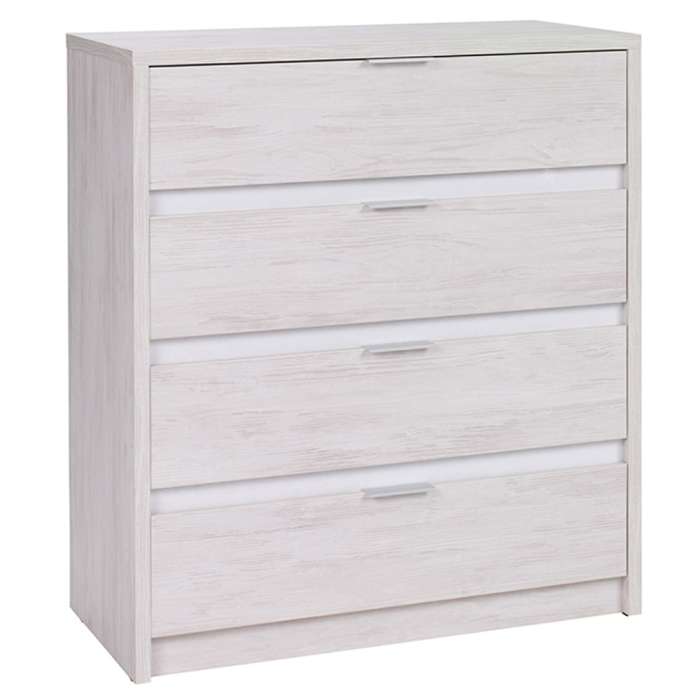 Chest of drawers DENERIO in white oak / white gloss