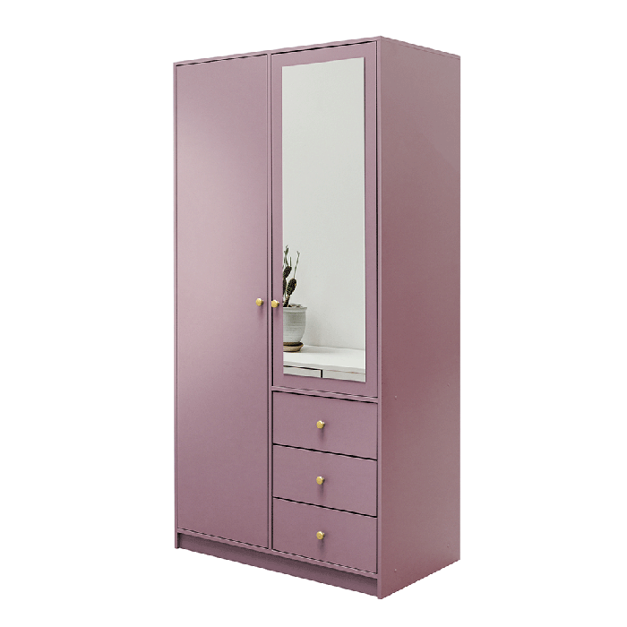 The hinged door wardrobe SIENA II D2 plum with mirror