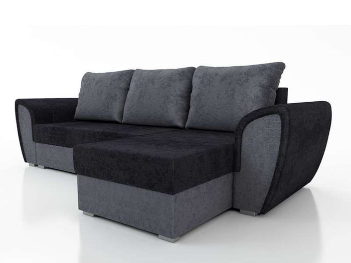 The corner sofa bed IVAN in black and grey upholstery.