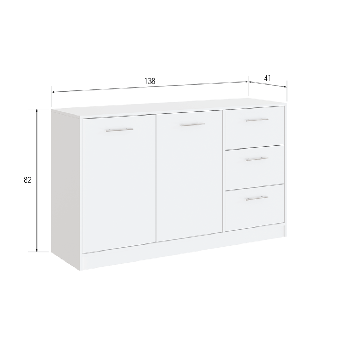 sideboard BREMA in white with dimensions