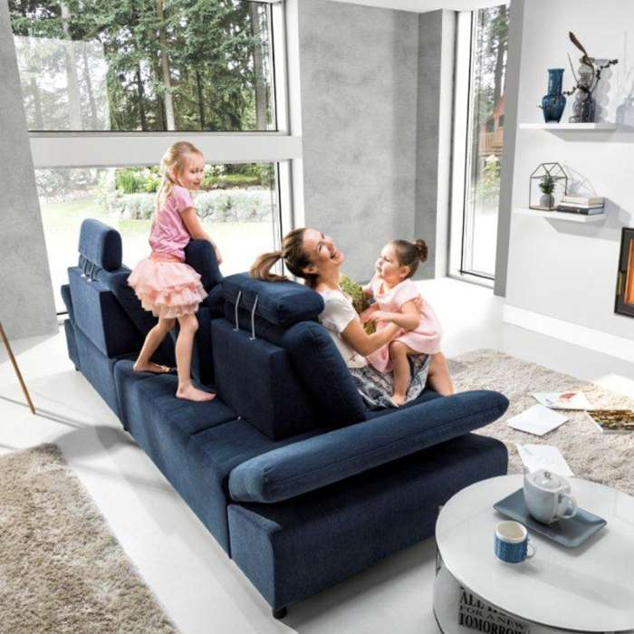 Corner sofa Bed CALAMO 2 showing adjustable backrests