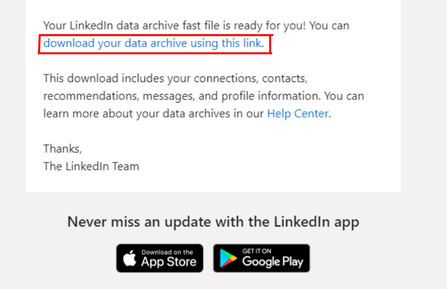 Email from linkedin to download contacts
