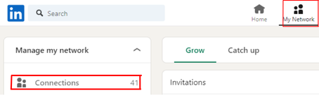 Navigating to connections on LinkedIn