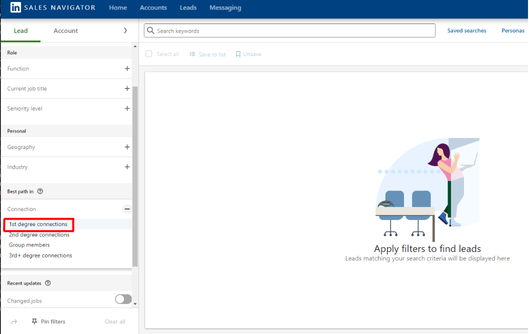 Selecting connections in Linkedin Sales Navigator