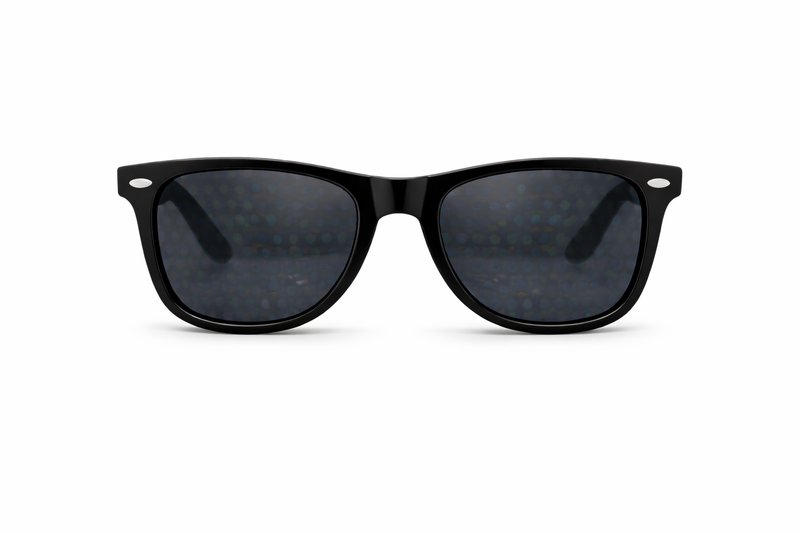 Rave Essentials black diffraction glasses with prismatic lenses front view