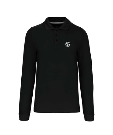 nickgalis.com Long Sleeve Polo Piquet, Silicon Logo, Black