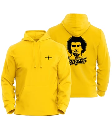 nickgalis.com Gangster Hoodie Yellow, Front & Back