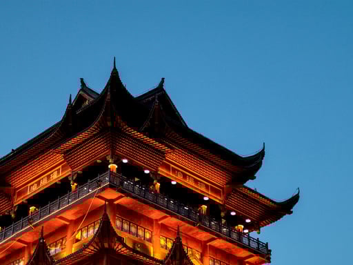 the temple lights up at night