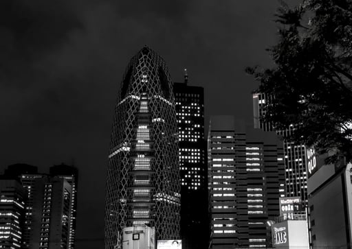 the skyline from shinjuku station