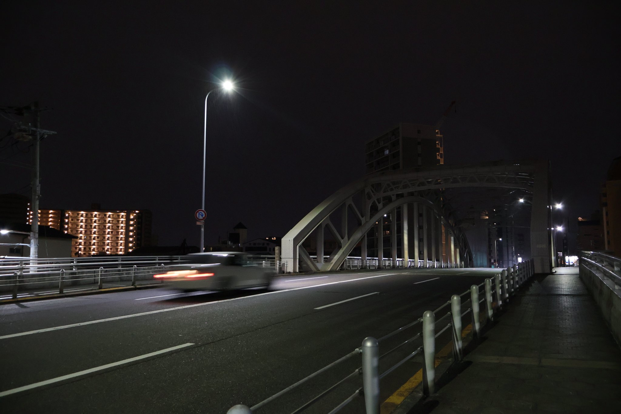 the only car on this bridge at 3am