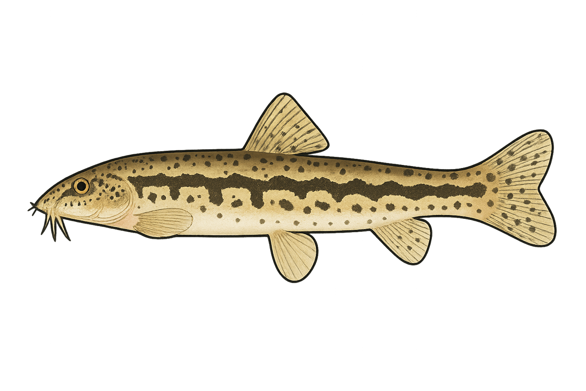 Loche de rivière (Cobitis taenia) - pez de agua dulce puede alcanzar 14 cm