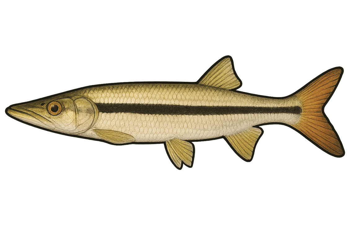 Patagai (Boulengerella cuvieri) - poisson d'eau douce pouvant atteindre 40 cm