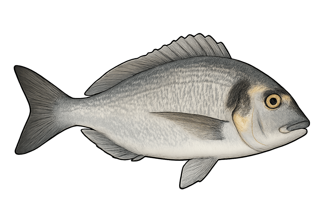 Dorade royale (Sparus aurata) - poisson d'eau douce pouvant atteindre 70 cm
