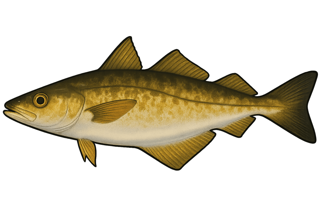 Lieu jaune (Pollachius pollachius) - poisson d'eau douce pouvant atteindre 130 cm