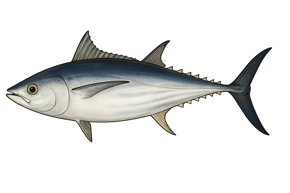 Thon blanc (Germon) (Thunnus alalunga) - pez de agua dulce puede alcanzar 140 cm