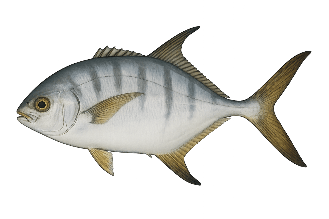 Liche glauque (Trachinotus ovatus) - pez de agua dulce puede alcanzar 70 cm