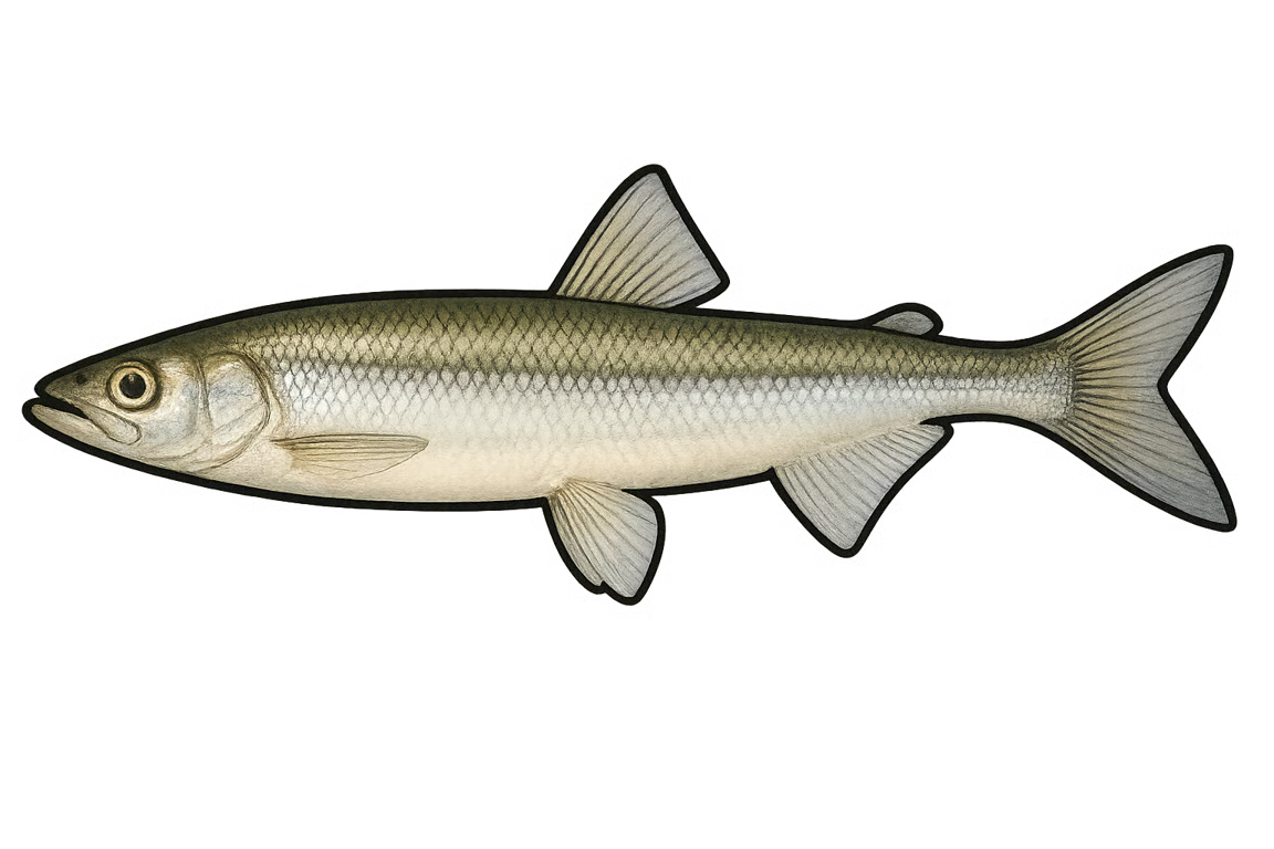 Osmerus eperlanus, l'éperlan d'Europe, vu de profil