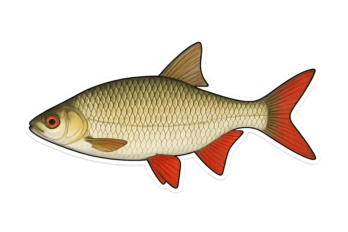 Rotengle (Scardinius erythrophthalmus) - poisson d'eau douce pouvant atteindre 45 cm