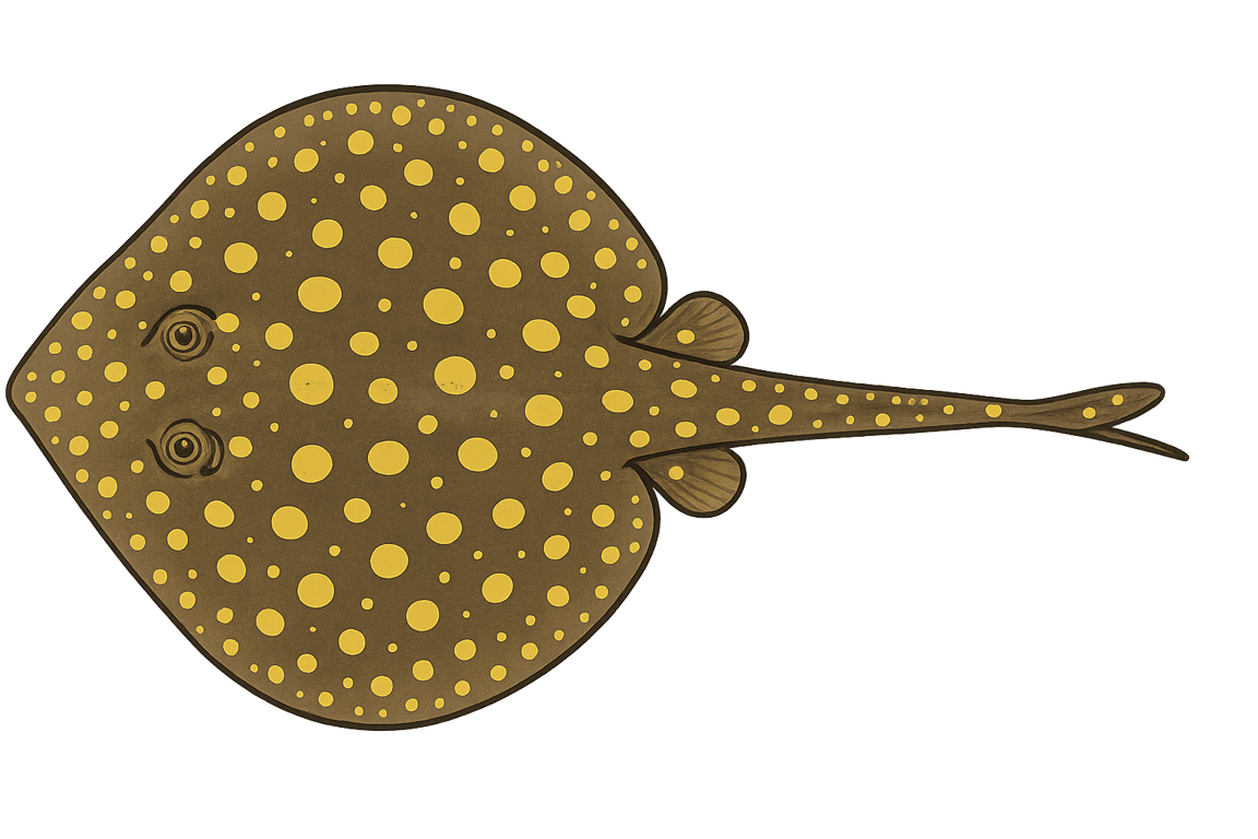 Raie ronde (Urobatis jamaicensis) - pez de agua dulce puede alcanzar 35 cm