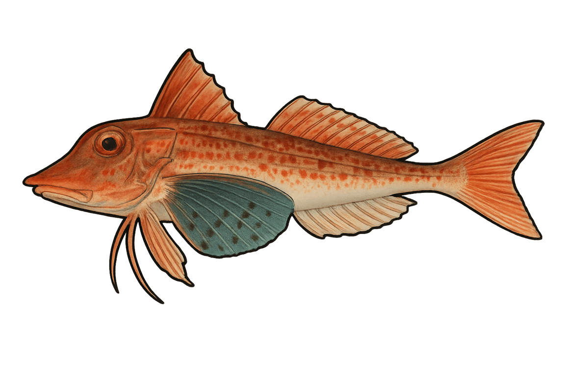 Grondin lyre (Chelidonichthys lastoviza) - poisson d'eau douce pouvant atteindre 40 cm