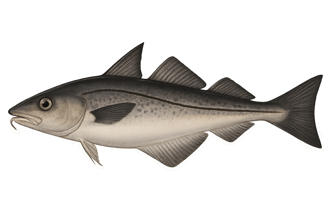 Églefin (Melanogrammus aeglefinus) - pez de agua dulce puede alcanzar 110 cm