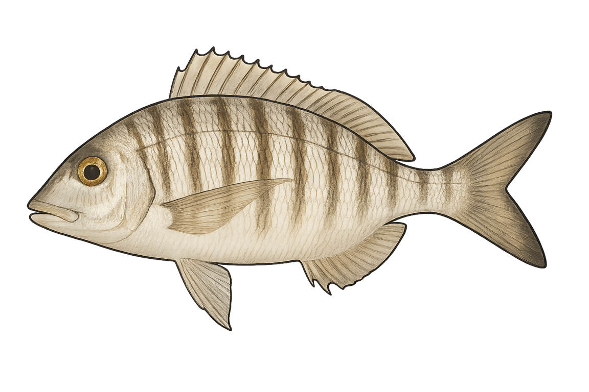 Marbré (Lithognathus mormyrus) - pez de agua dulce puede alcanzar 55 cm