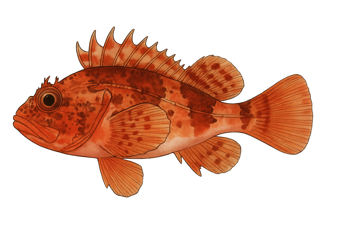 Chapon rouge (Scorpaena notata) - poisson d'eau douce pouvant atteindre 20 cm