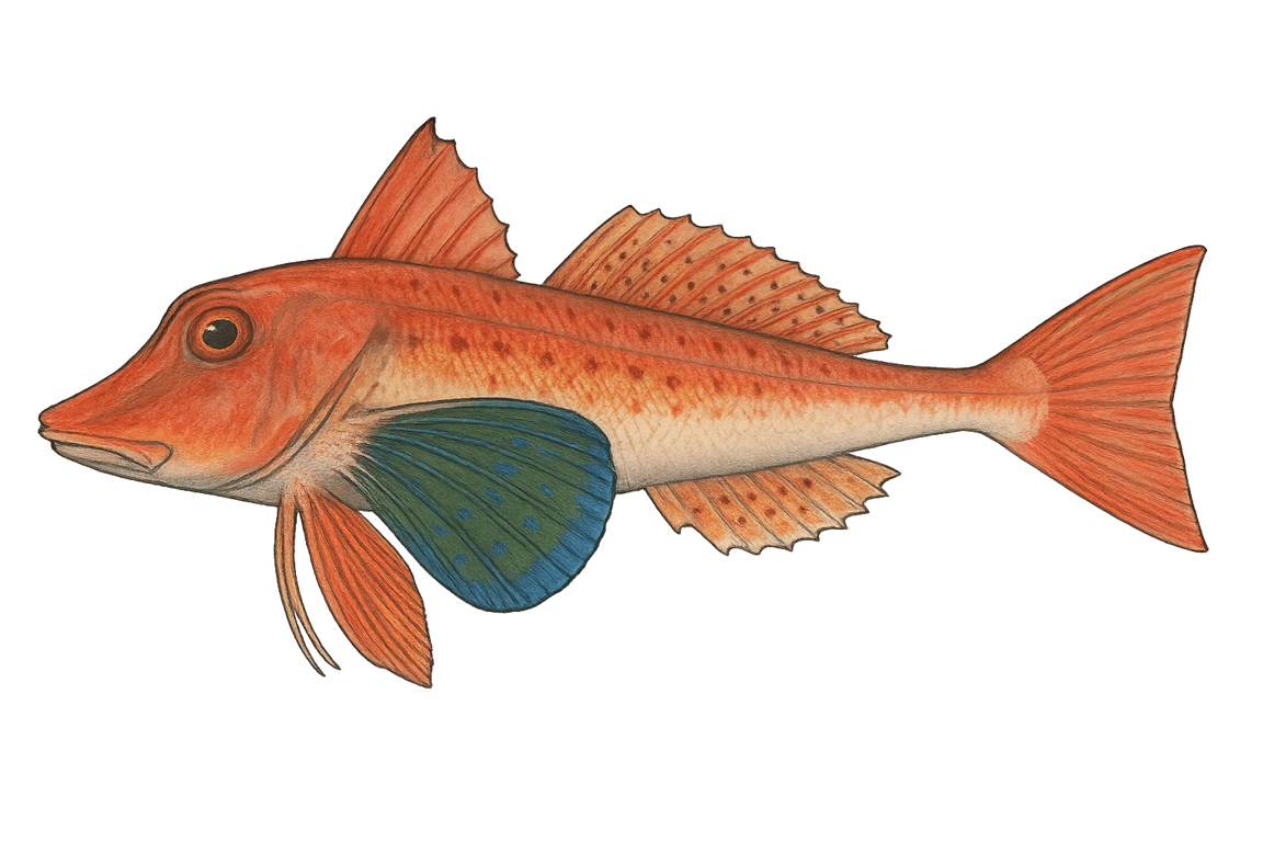 Grondin rouge (Chelidonichthys lucerna) - poisson d'eau douce pouvant atteindre 75 cm