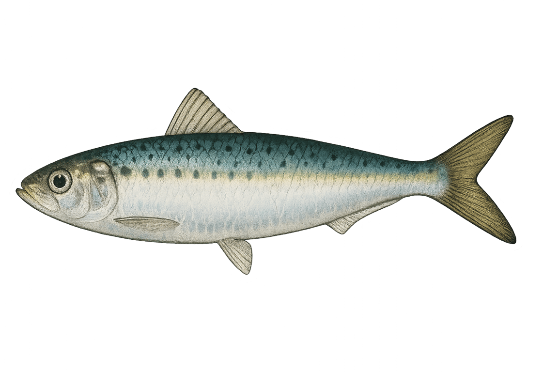 Sardine commune (Sardina pilchardus) - pez de agua dulce puede alcanzar 27 cm